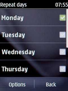 Press the required days to highlight it.