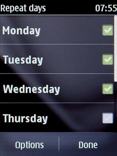 When the box next to a day is ticked (V), the day is selected.