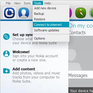 Select Connect to internet.An internet connection from your computer via your phone is established.