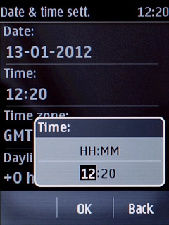 Key in the time and press OK.
