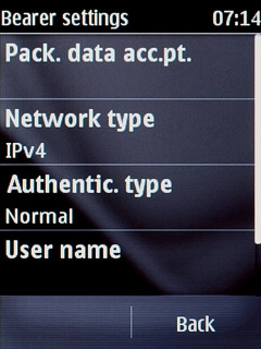 Press Back three times to save the settings and return to the list of data connections.