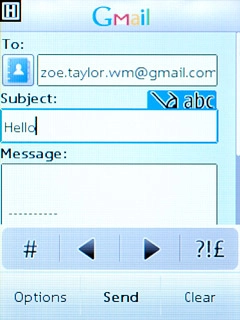 Press the field below Message and write the text for your email message.