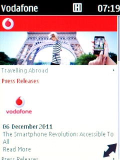 Go to the required web page.Press the menu icon in the bottom right corner of the display.
