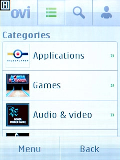 To search by application name:Press the third tab at the top of the display.