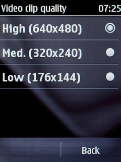 Press High (640X480), Med. (320x240) or Low (176x144).