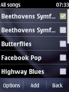 When the box next to the audio file is ticked (V), it's selected.