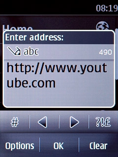 Key in http://www.youtube.com and press OK.