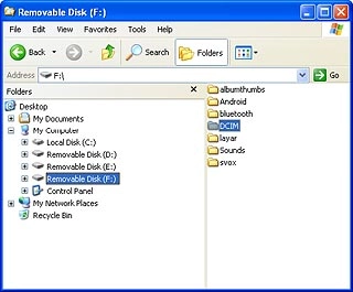 Go to the required folder in your phone's file system.