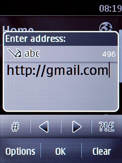 Key in http://gmail.com and press OK.