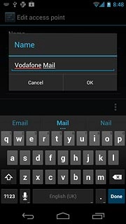 Key in Vodafone Mail and press OK.