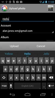 Key in text for the picture.Press Upload.