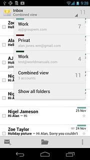 Press the required email account.