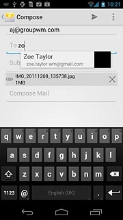 Press the required contact.Write subject and text for your email message.