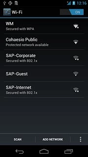 A list of Wi-Fi networks within range is displayed.Press the required network.