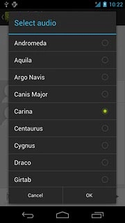 Press the field next to the required audio file.