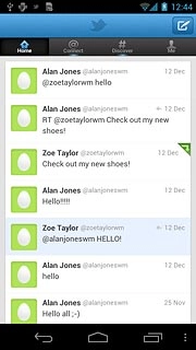 You can now use the application.Please note that Twitter isn't part of the original application package and therefore only a general description is given here.You have a number of options, such as:Write status updatesView status updates from people you followView messages sent directly to youTurn status updates on or off