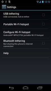 Press USB tethering to turn on tethering.