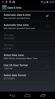 Press Automatic time zone to turn the function on or off.