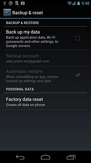 Press Back up my data to turn on back up.