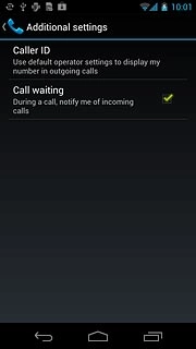The current settings are displayed.Press Call waiting to turn the function on or off.