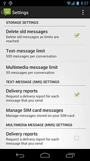 Press Delivery reports below MULTIMEDIA MESSAGE (MMS) SETTINGS to turn the function on or off.