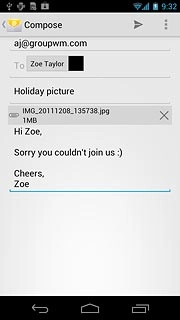 Press arrow right when you've finished your email message.