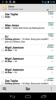 To see a list of email accounts:Press Inbox.