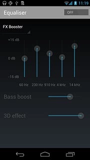 Press the field next to Equaliser to select ON.Select the required sound quality.