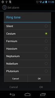 Press the different alarm tones to listen to them.