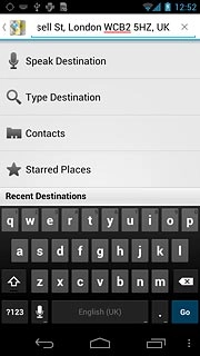 Key in the required destination and press Go.