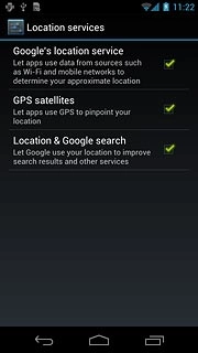 Press Google's location services to turn wireless networks on or off.