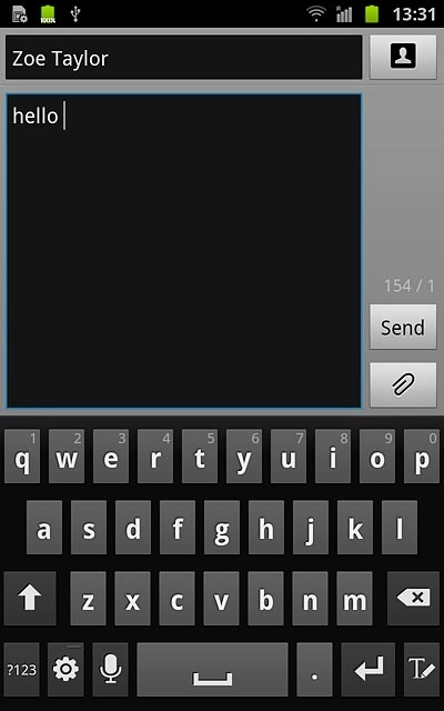 Press Send when you've written your text message.