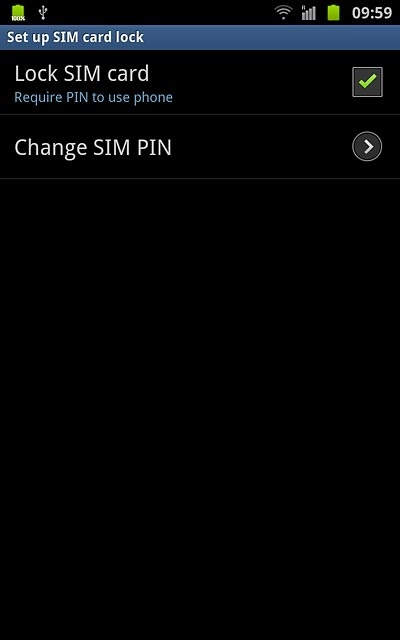 When the box next to the menu item is ticked (V), use of PIN is turned on.
