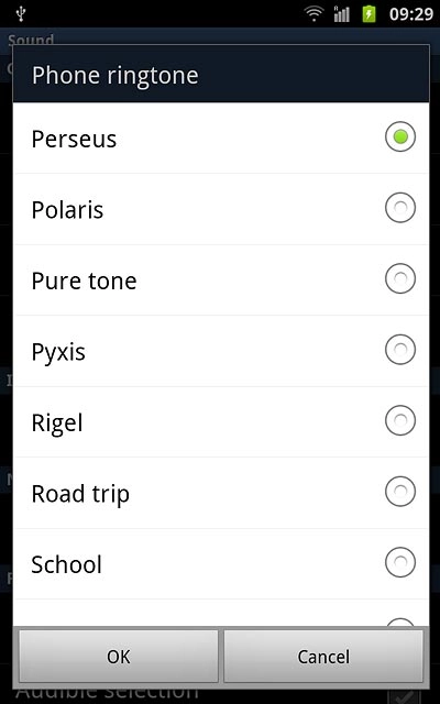 Once you've found a ring tone you like, press OK.