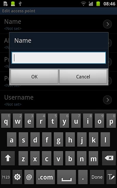 Key in Vodafone Internet and press OK.