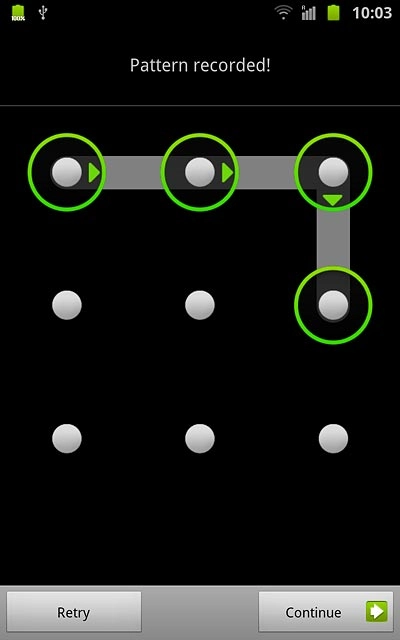 Press Continue.Repeat the selected phone lock code to confirm.