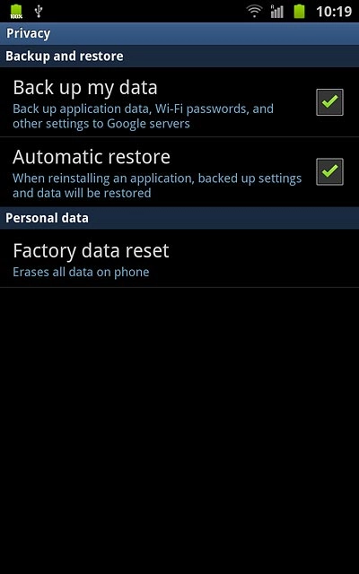 Press Factory data reset.