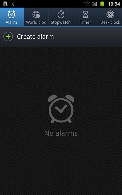 Press the Alarm tab.