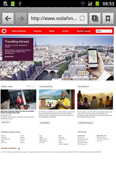 Press the address bar at the top of the display.