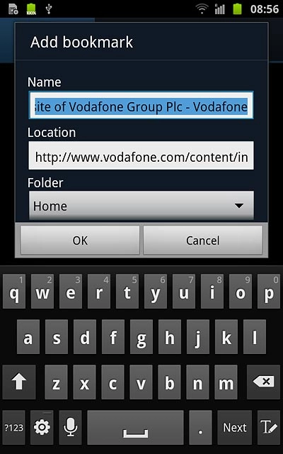 Press OK to save the bookmark.