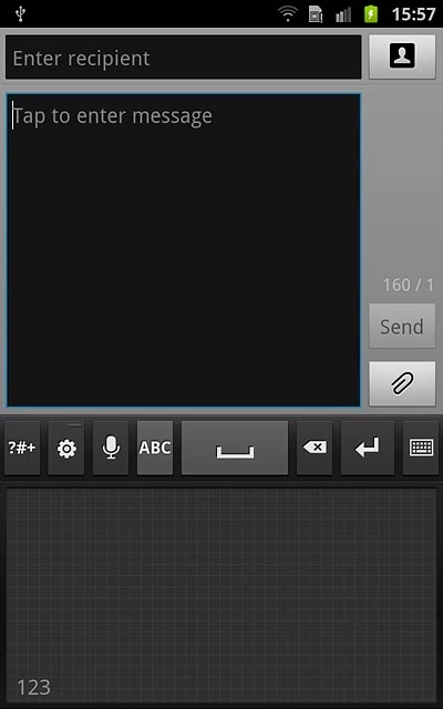 To key in numbers:Press the symbol selection icon until 123 is displayed in the bottom left corner of the display.