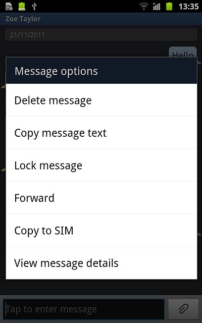 Press Delete message.