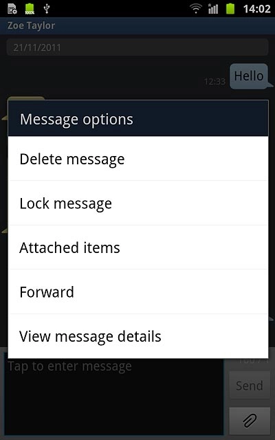 Press Delete message.