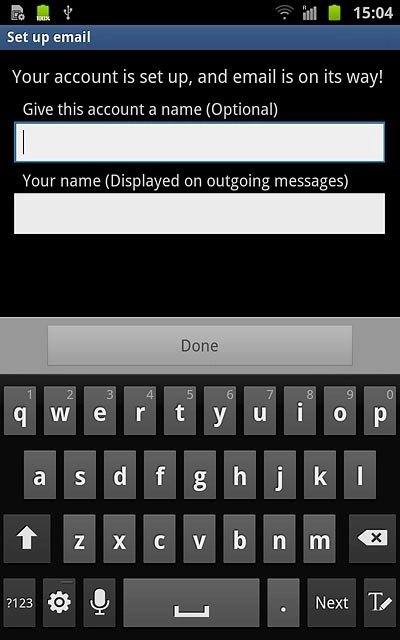 Press the field below Give this account a name (Optional) and key in a name for your email account (such as Private or Work).