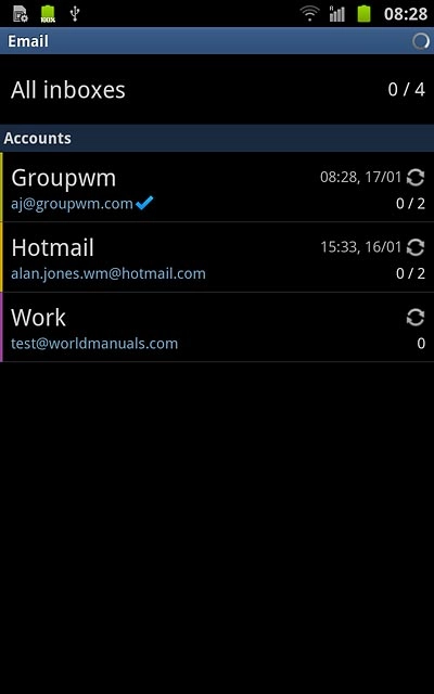 Press and hold the required email account until a pop-up menu is displayed.