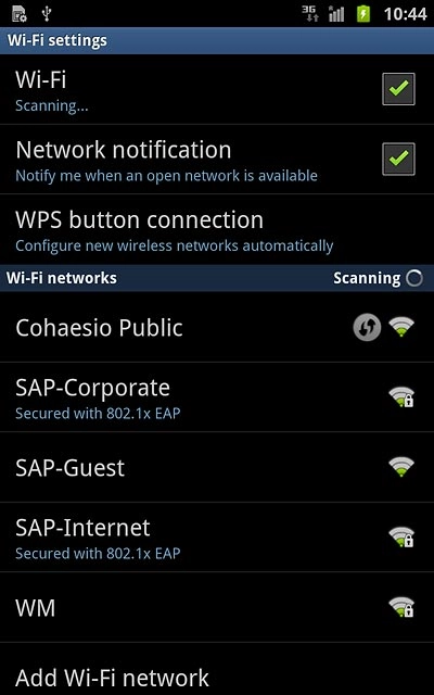 A list of Wi-Fi networks within range is displayed.Press the required network.