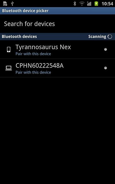 Press the required Bluetooth device.