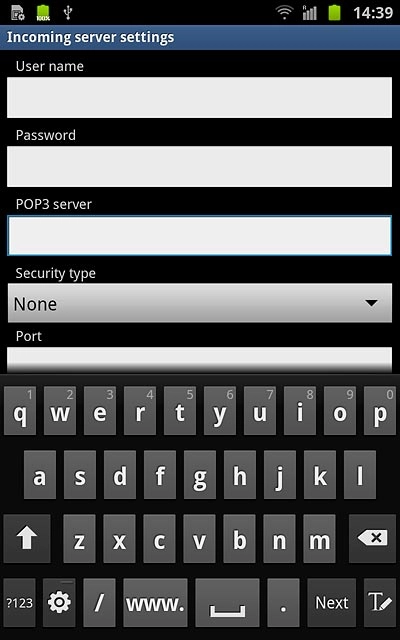 Press the drop down list below Security type.