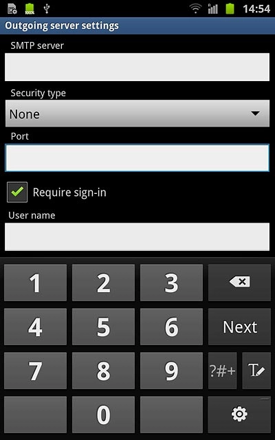 Press the field below Port and key in 25