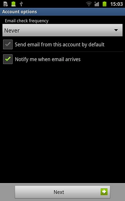 Press the drop down list below Email check frequency.